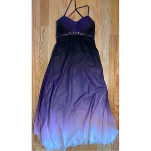 Purple ombré prom dress size 6 La Femme sequins & gems